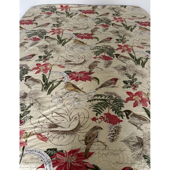 POTTERY BARN King Duvet Cover AMARYLLIS WINTER BIRDS PRINT Organic Cotton Button - Picture 10 of 12